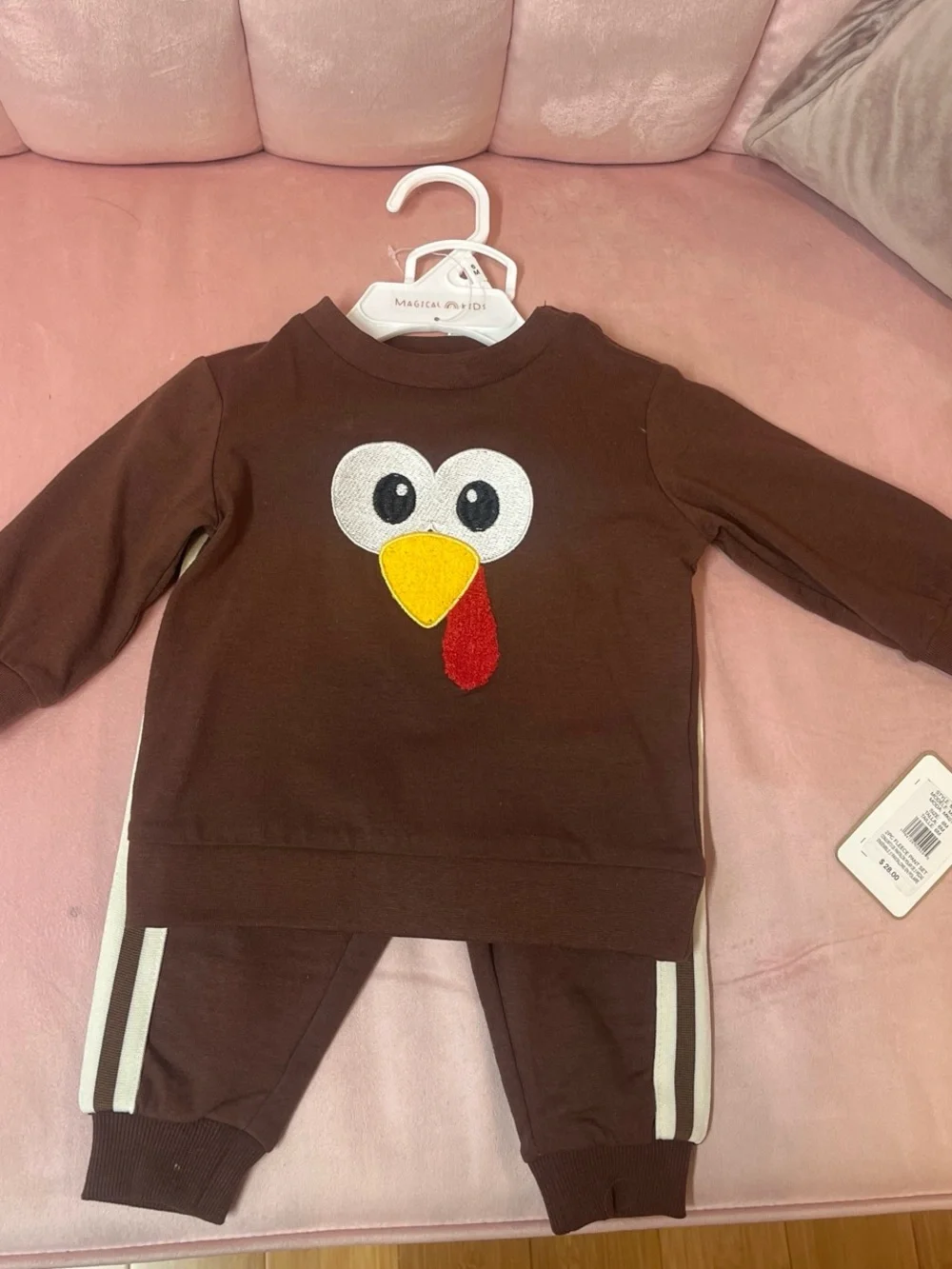 Kids Brown Turkey Face Matching Set - Cozy Play Outfit